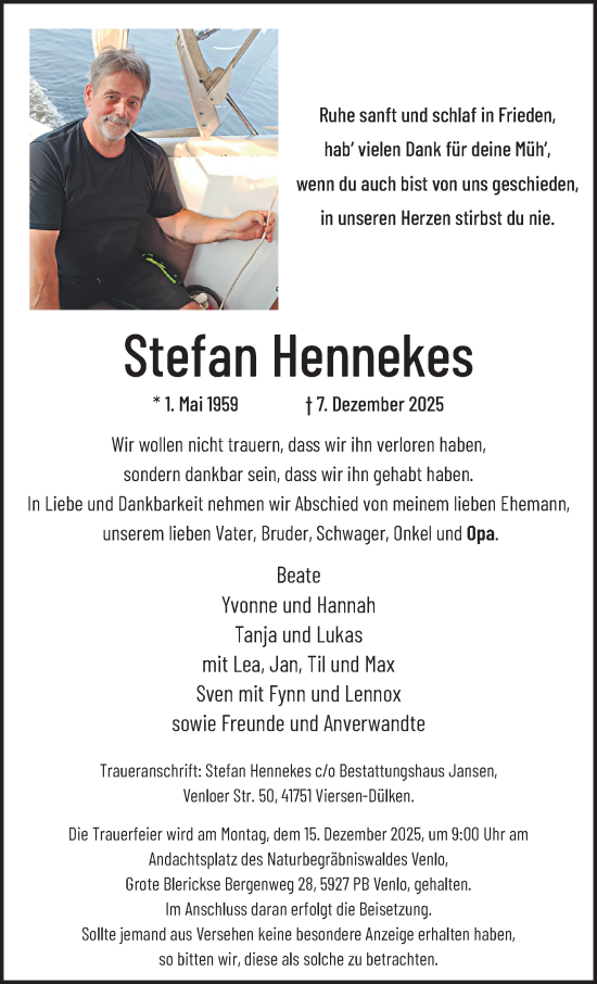 Traueranzeige von Stefan Hennekes von trauer.panorama-anzeigenblatt.de