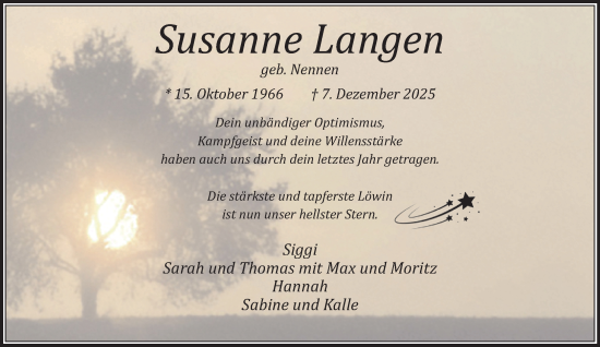 Traueranzeige von Susanne Langen von trauer.panorama-anzeigenblatt.de