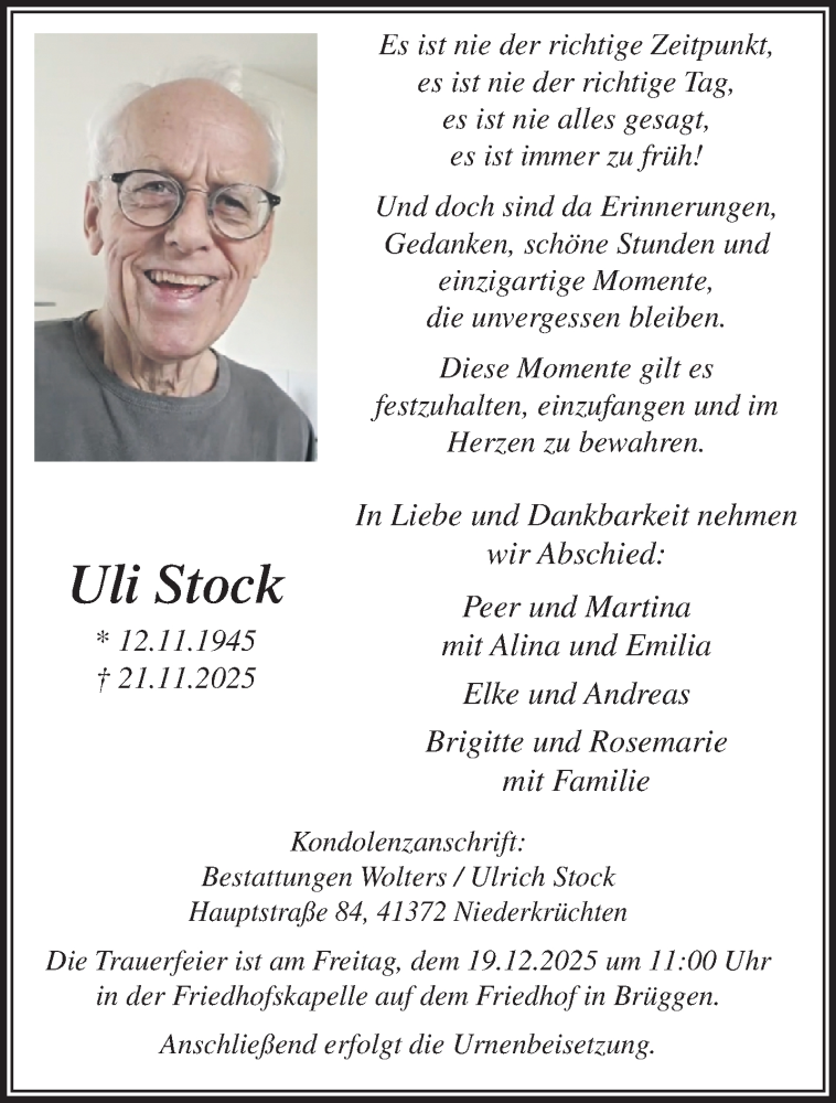  Traueranzeige für Uli Stock vom 14.12.2025 aus trauer.panorama-anzeigenblatt.de