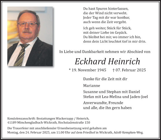 Traueranzeige von Eckhard Heinrich von trauer.extra-tipp-moenchengladbach.de