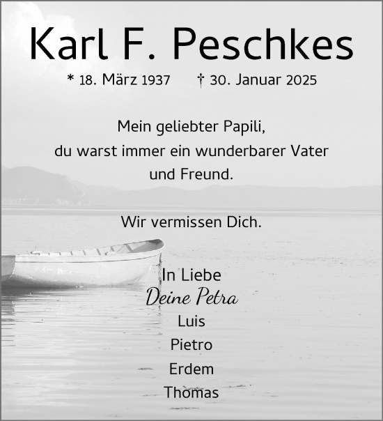 Traueranzeige von Karl Peschkes von trauer.extra-tipp-moenchengladbach.de
