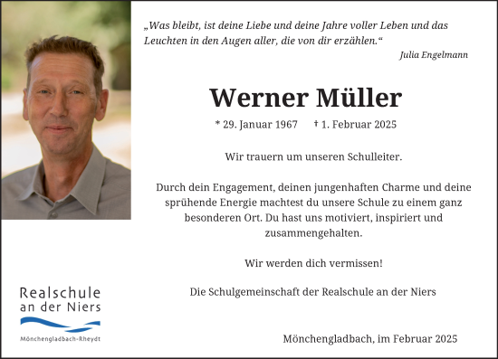 Traueranzeige von Werner Müller von trauer.extra-tipp-moenchengladbach.de