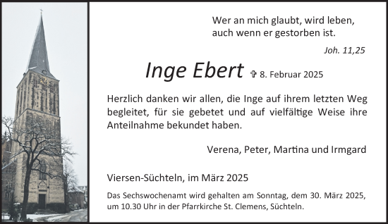 Traueranzeige von Inge Ebert von trauer.extra-tipp-moenchengladbach.de