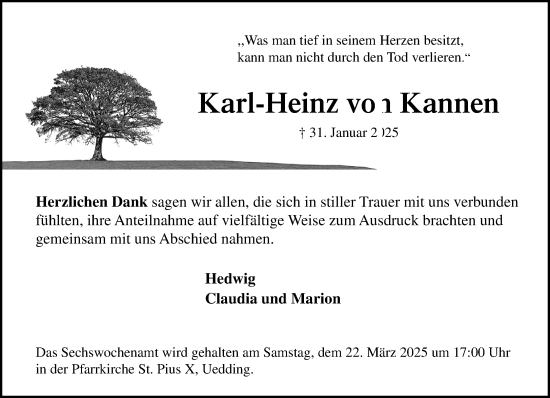 Traueranzeige von Karl-Heinz von Kannen von trauer.extra-tipp-moenchengladbach.de