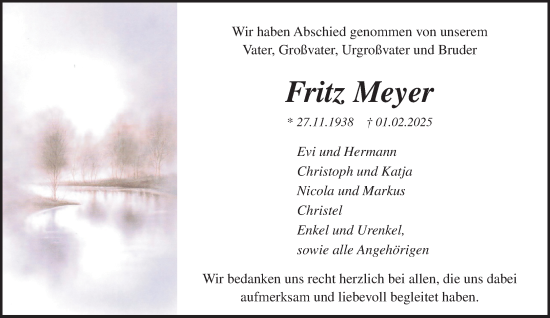 Traueranzeige von Fritz Meyer von trauer.extra-tipp-moenchengladbach.de