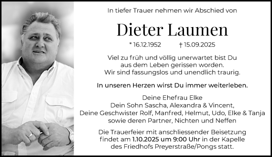 Traueranzeige von Dieter Laumen von trauer.panorama-anzeigenblatt.de