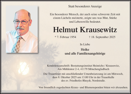 Traueranzeige von Helmut Krausewitz von trauer.panorama-anzeigenblatt.de