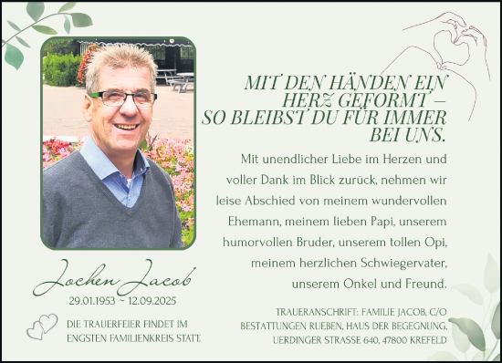 Traueranzeige von Jochen Jacob von trauer.panorama-anzeigenblatt.de