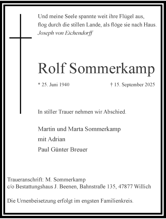 Traueranzeige von Rolf Sommerkamp von trauer.panorama-anzeigenblatt.de