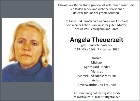 Traueranzeige von Angela Theuerzeit von trauer.panorama-anzeigenblatt.de