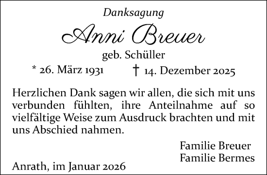 Traueranzeige von Anni Breuer von trauer.panorama-anzeigenblatt.de