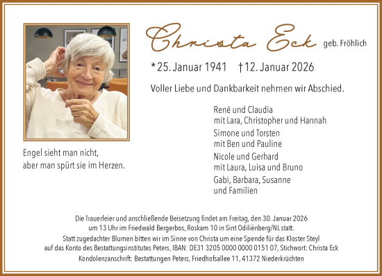 Traueranzeige von Christa Eck von trauer.panorama-anzeigenblatt.de