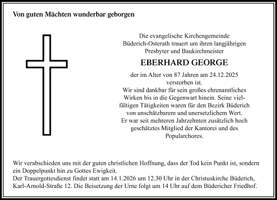 Traueranzeige von Eberhard George von trauer.panorama-anzeigenblatt.de