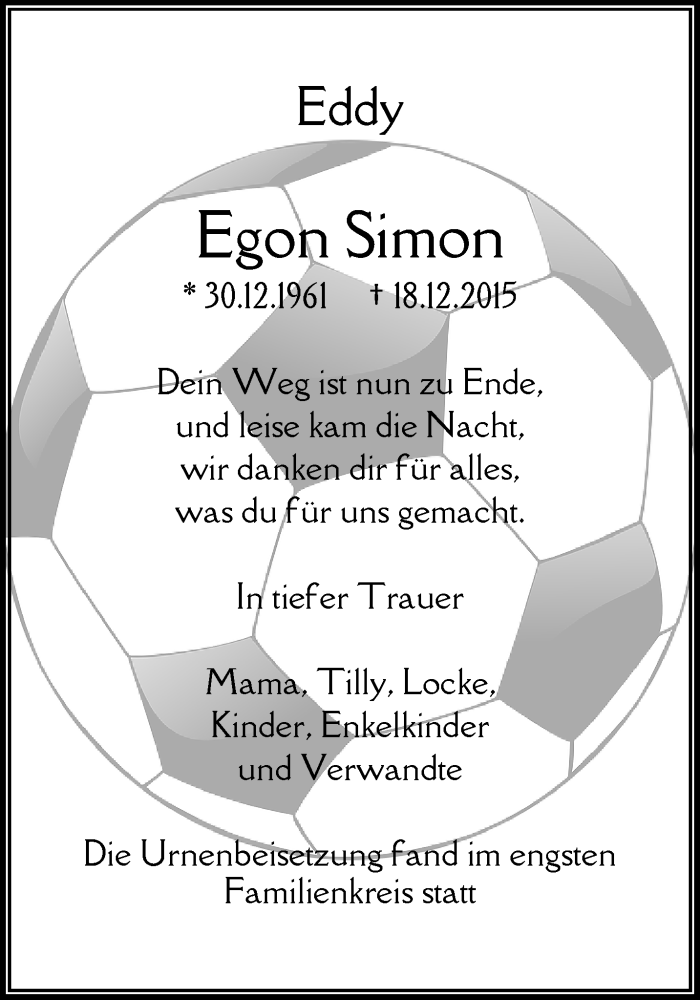  Traueranzeige für Egon Simon vom 24.01.2026 aus trauer.wuppertaler-rundschau.de