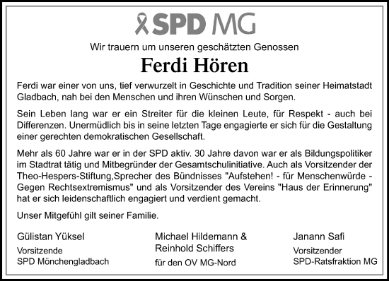 Traueranzeige von Ferdi Hören von trauer.panorama-anzeigenblatt.de