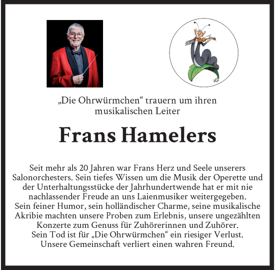Traueranzeige von Frans Hamelers von trauer.panorama-anzeigenblatt.de