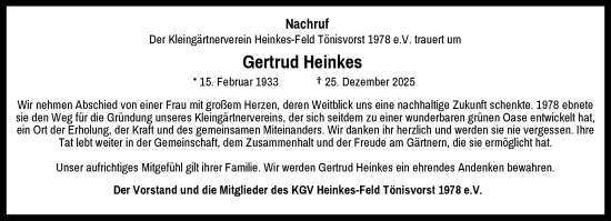 Traueranzeige von Gertrud Heinkes von trauer.panorama-anzeigenblatt.de