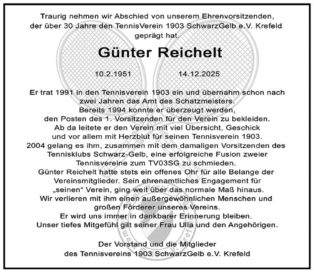  Traueranzeige für Günter Reichelt vom 04.01.2026 aus trauer.panorama-anzeigenblatt.de