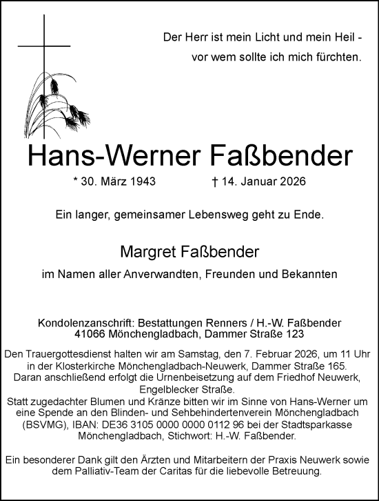 Traueranzeige von Hans-Werner Faßbender von trauer.panorama-anzeigenblatt.de
