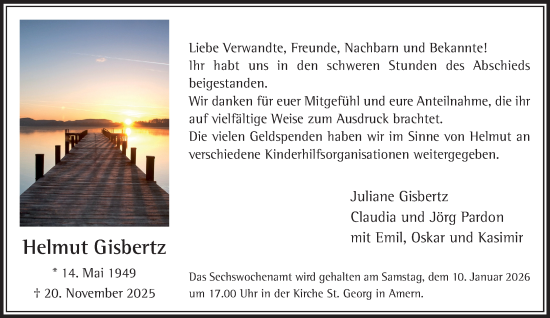 Traueranzeige von Helmut Gisbertz von trauer.panorama-anzeigenblatt.de