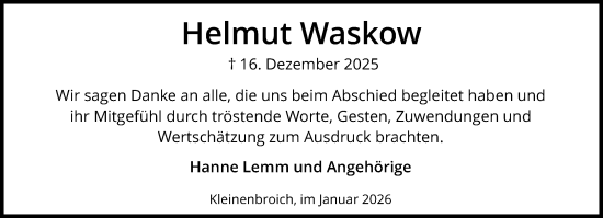 Traueranzeige von Helmut Waskow von trauer.panorama-anzeigenblatt.de
