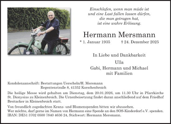 Traueranzeige von Hermann Mersmann von trauer.panorama-anzeigenblatt.de