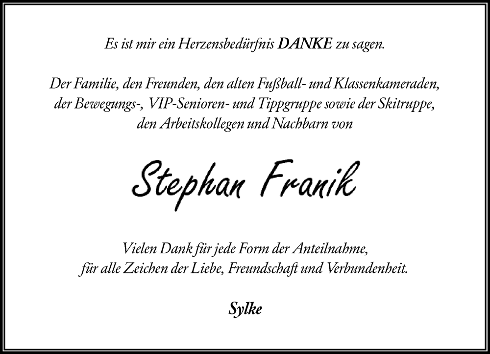  Traueranzeige für Johan Frank  vom 17.01.2026 aus trauer.wuppertaler-rundschau.de