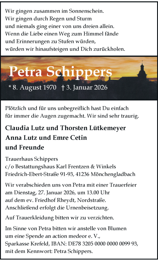 Traueranzeige von Petra Schippers von trauer.panorama-anzeigenblatt.de