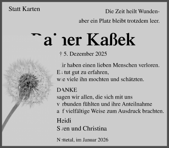 Traueranzeige von Rainer Kaßek von trauer.panorama-anzeigenblatt.de