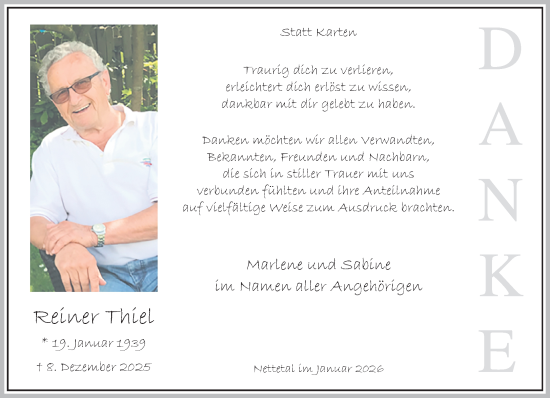Traueranzeige von Reiner Thiel von trauer.panorama-anzeigenblatt.de
