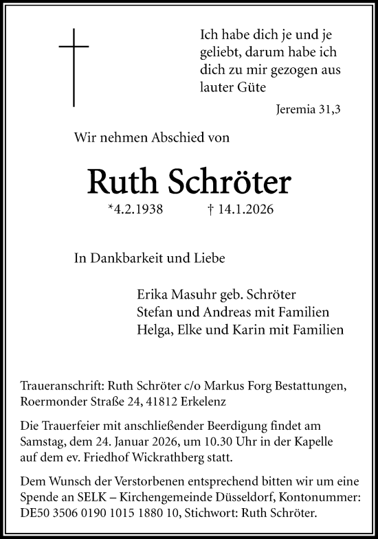 Traueranzeige von Ruth Schröter von trauer.panorama-anzeigenblatt.de