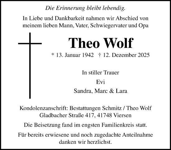 Traueranzeige von Theo Wolf von trauer.panorama-anzeigenblatt.de