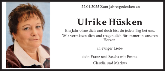 Traueranzeige von Ulrike Hüsken von trauer.panorama-anzeigenblatt.de