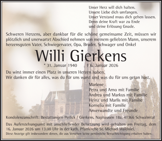 Traueranzeige von Willi Gierkens von trauer.panorama-anzeigenblatt.de