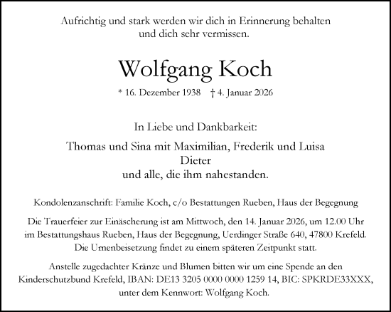 Traueranzeige von Wolfgang Koch von trauer.panorama-anzeigenblatt.de